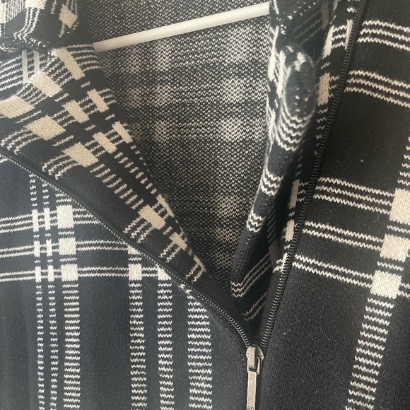 WOMENS CHAPS BLACK AND WHITE SWEATER JACKET SIZE LARGE - Picture 2 of 10
